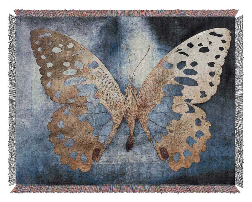 Gold Flake Butterfly Woven Blanket