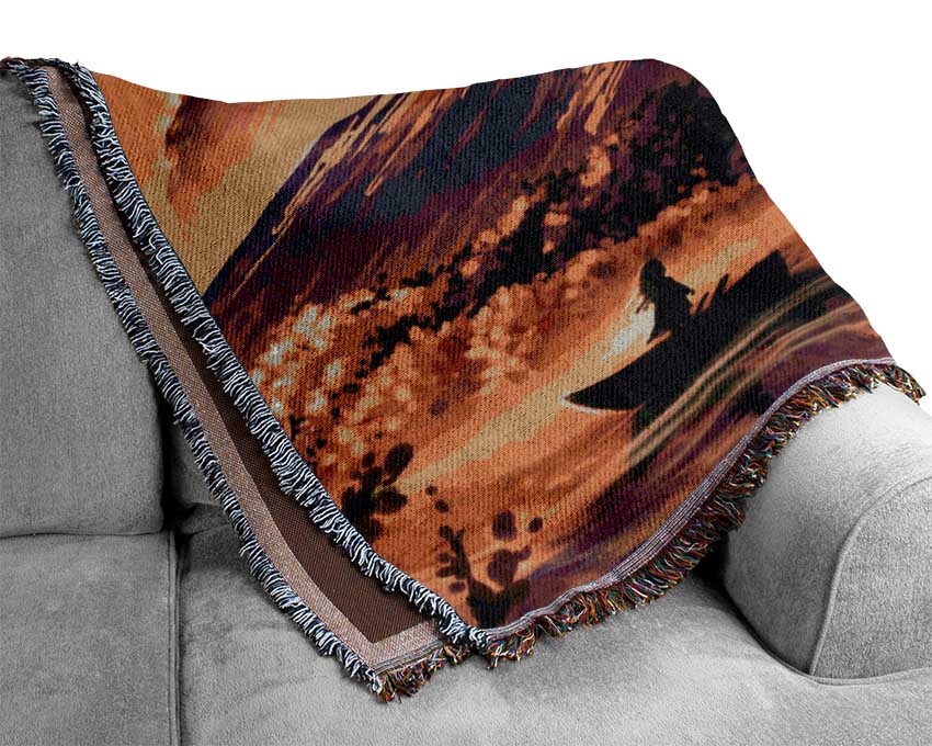 Into The Dragon Mountains Woven Blanket