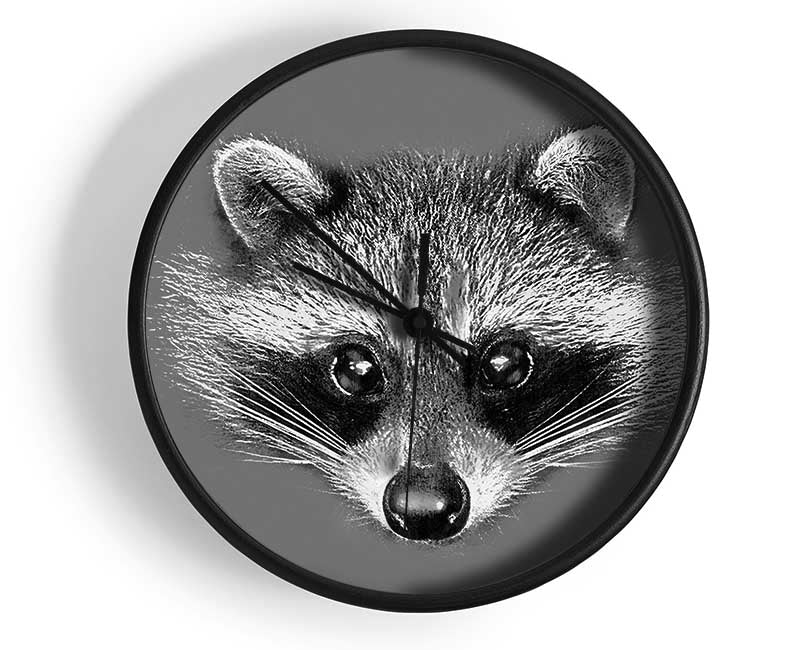 Raccoon On Grey Clock - Wallart-Direct UK