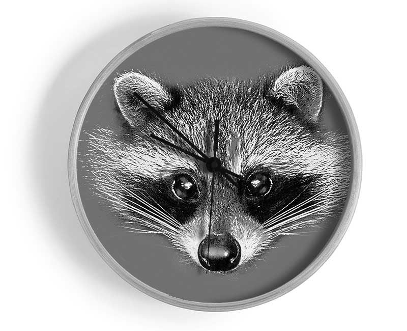 Raccoon On Grey Clock - Wallart-Direct UK