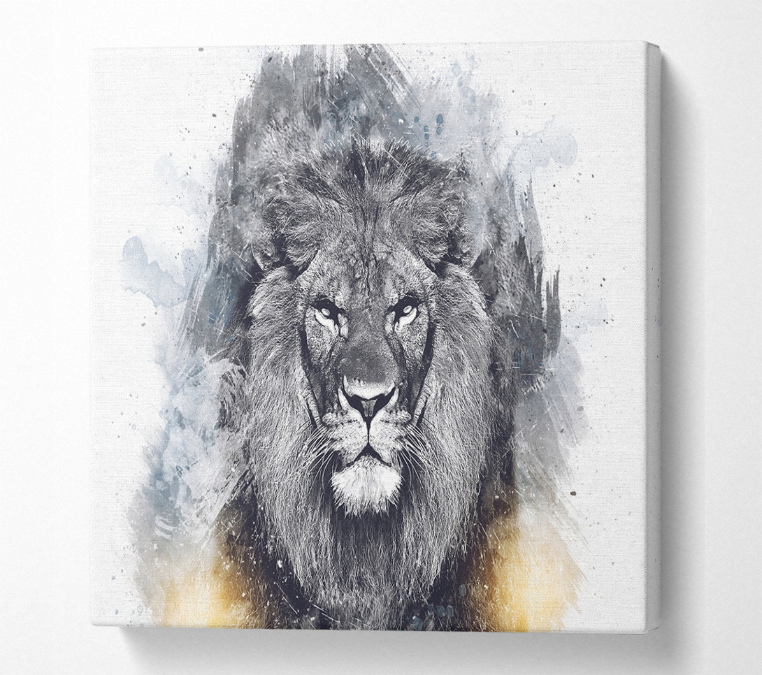 A Square Canvas Print Showing Lion Distortion Grunge Square Wall Art