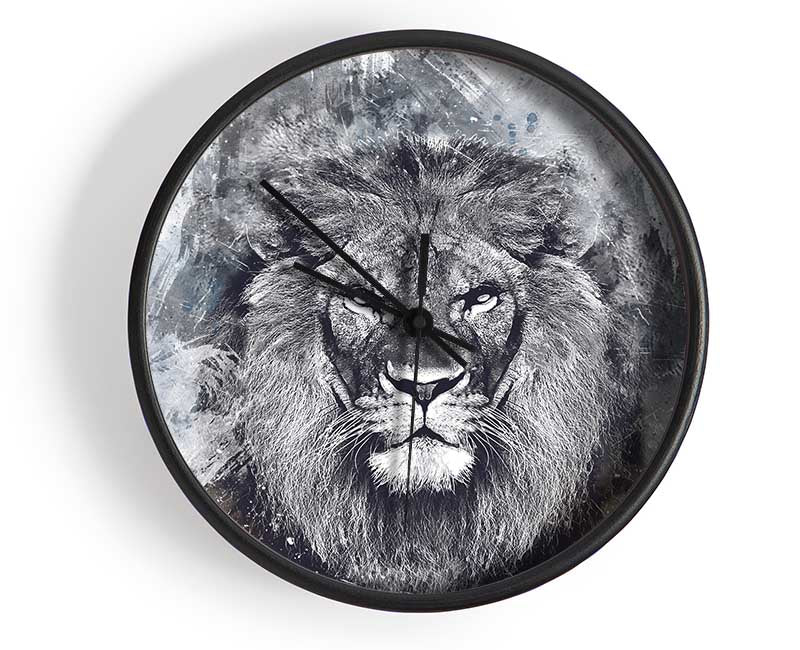 Lion Distortion Grunge Clock - Wallart-Direct UK