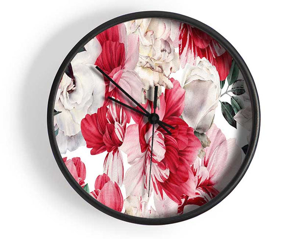 Red And Pink Petal Delight Clock - Wallart-Direct UK