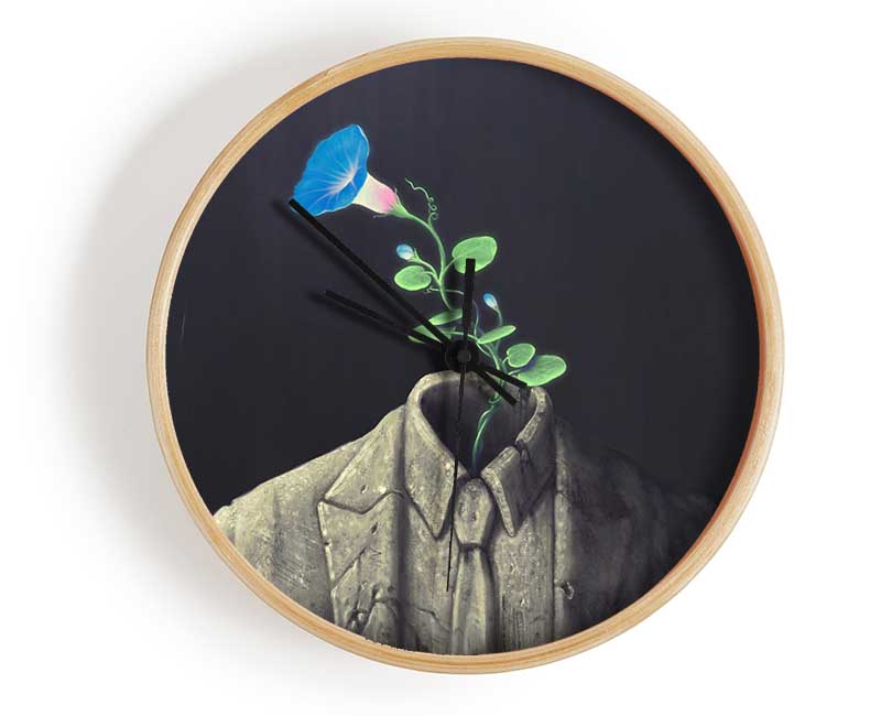 Blue Flower Headsprout Clock - Wallart-Direct UK