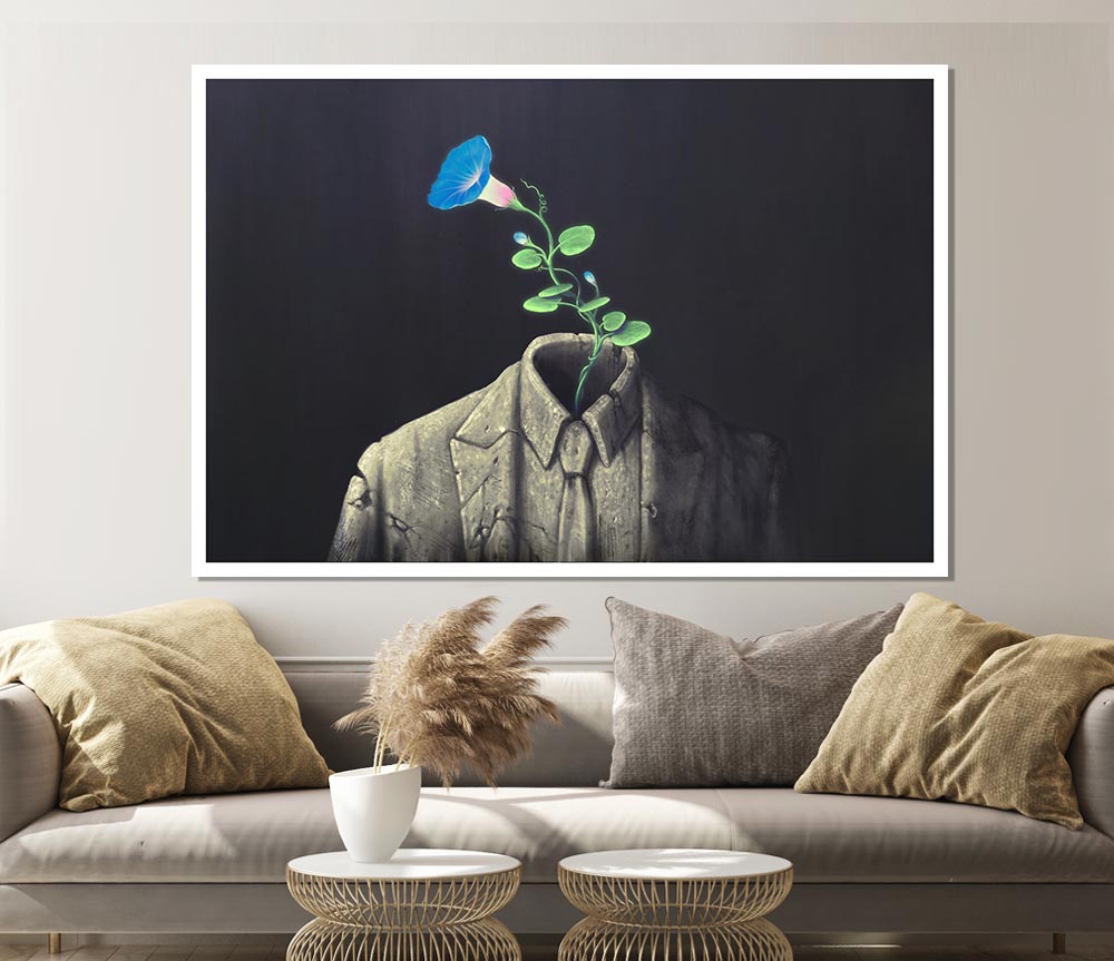 Blue Flower Headsprout Print Poster Wall Art