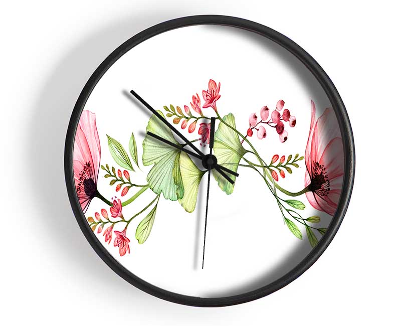 Pink Flower Twin Clock - Wallart-Direct UK