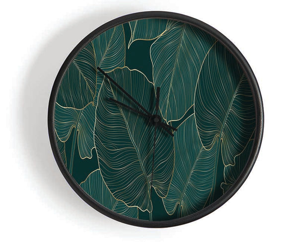 Banana Leaf Greens Clock - Wallart-Direct UK