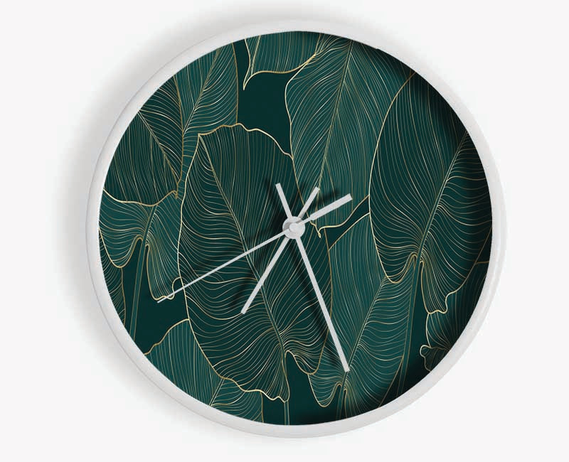 Banana Leaf Greens Clock - Wallart-Direct UK