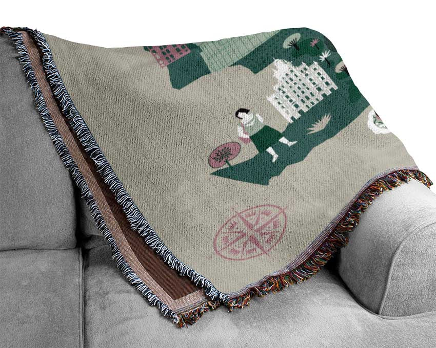 The Little Map Of Madrid Woven Blanket