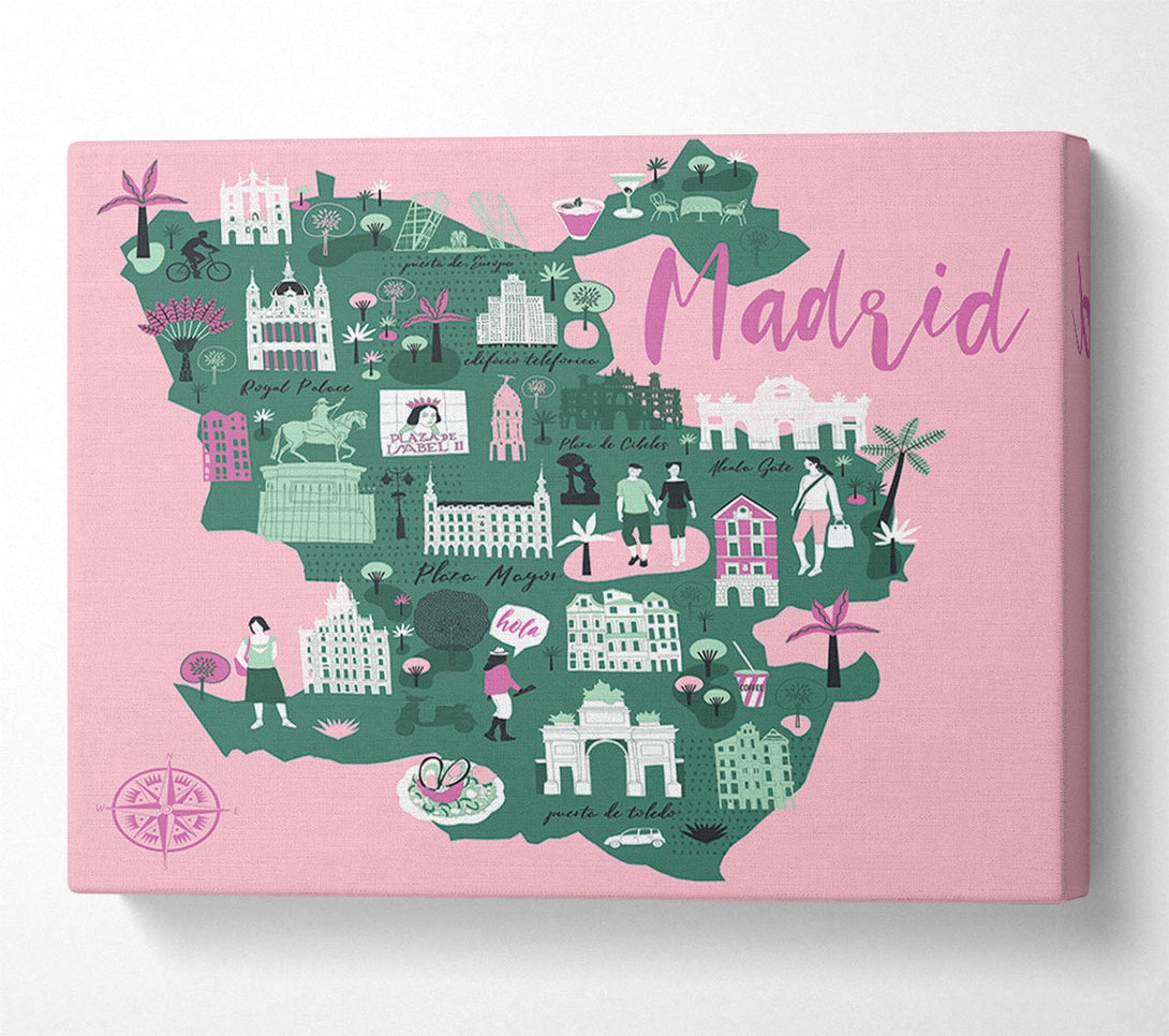 Picture of The Little Map Of Madrid Canvas Print Wall Art