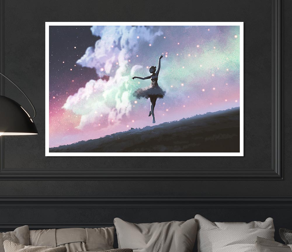 Ballerina In Space Print Poster Wall Art