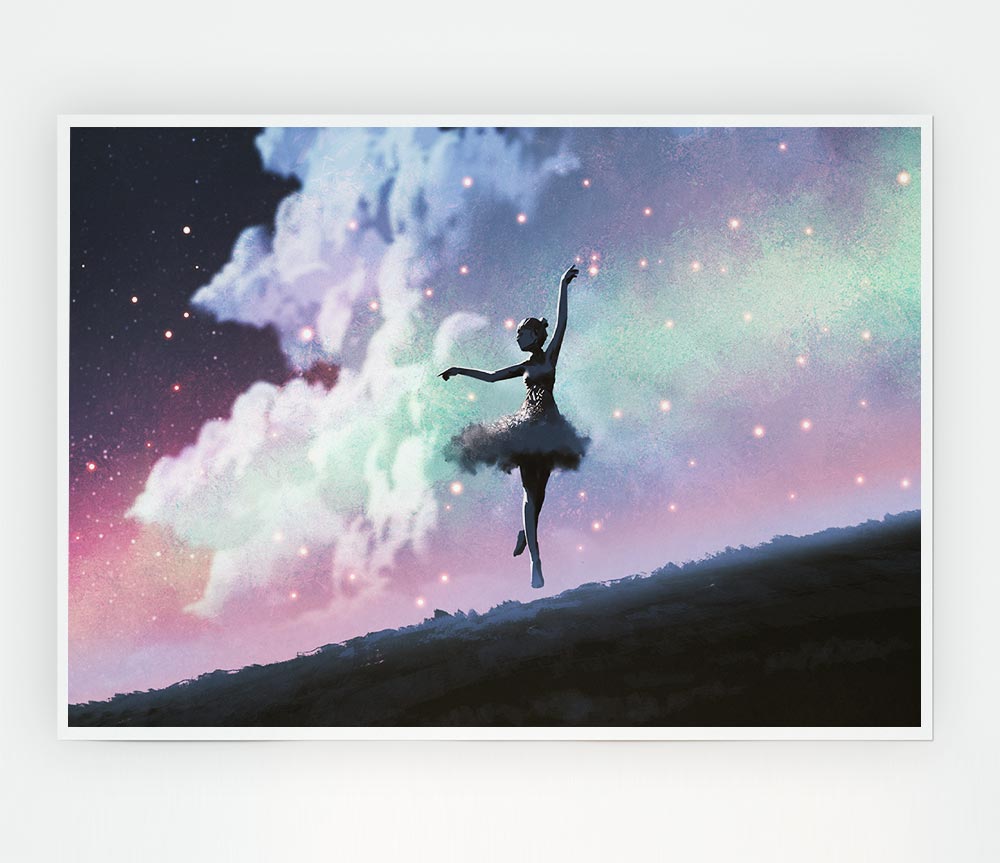 Ballerina In Space Print Poster Wall Art