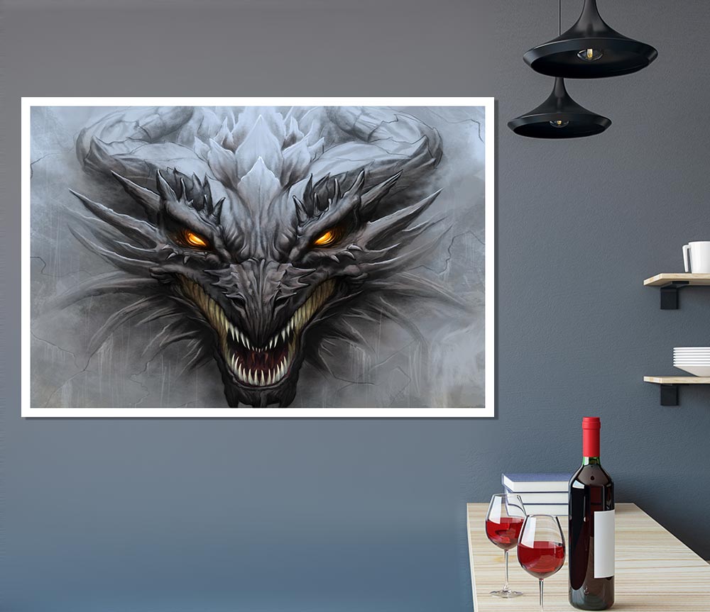 The Evil Dragon Face Print Poster Wall Art