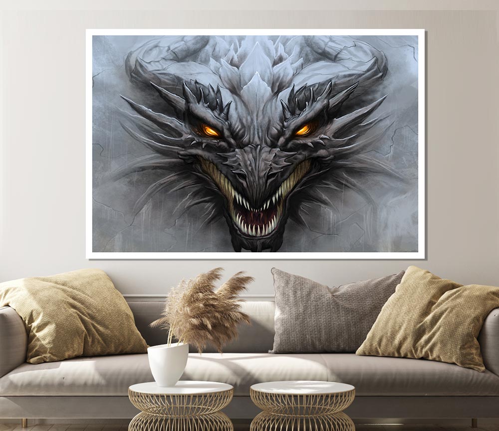 The Evil Dragon Face Print Poster Wall Art