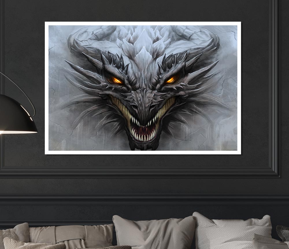 The Evil Dragon Face Print Poster Wall Art