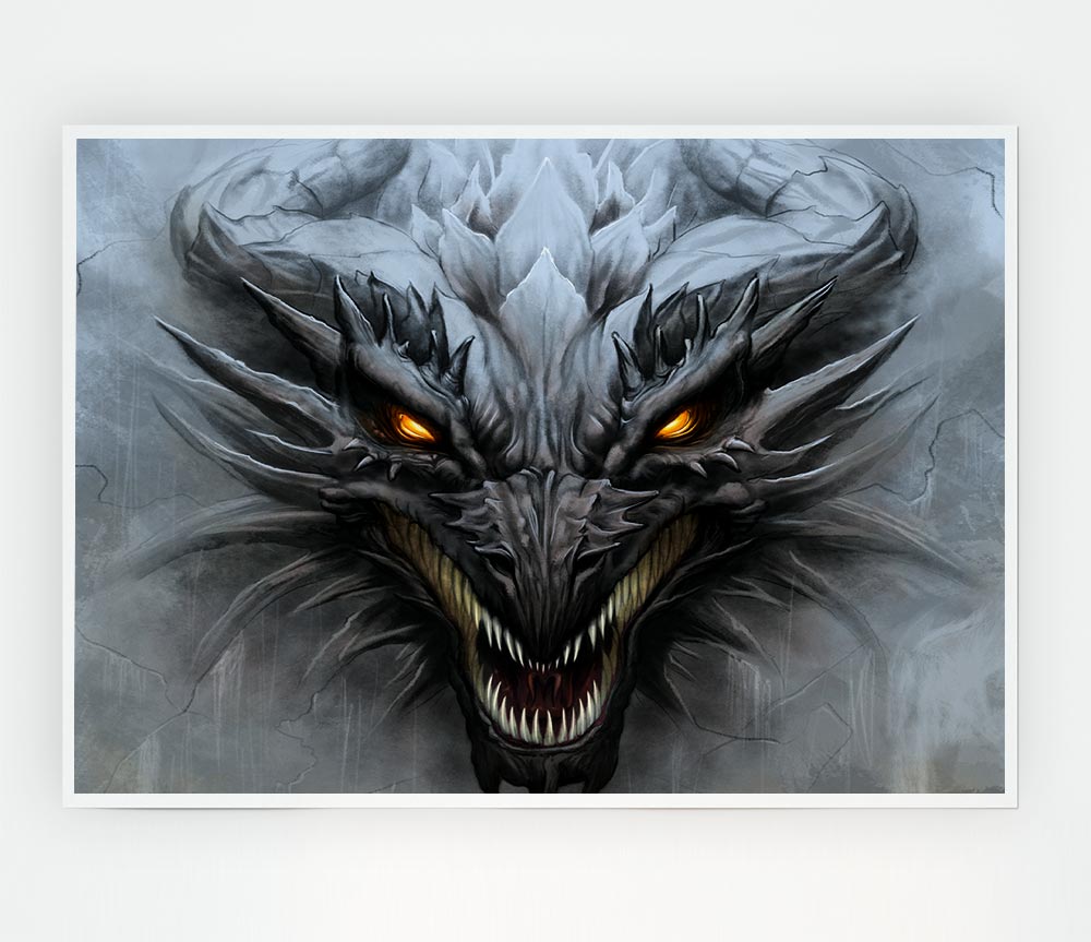 The Evil Dragon Face Print Poster Wall Art