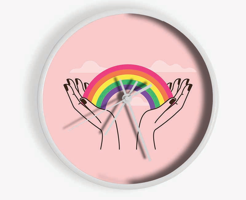 Rainbow In My Hands Clock - Wallart-Direct UK