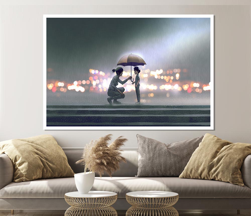 The Umbrella Lights Print Poster Wall Art