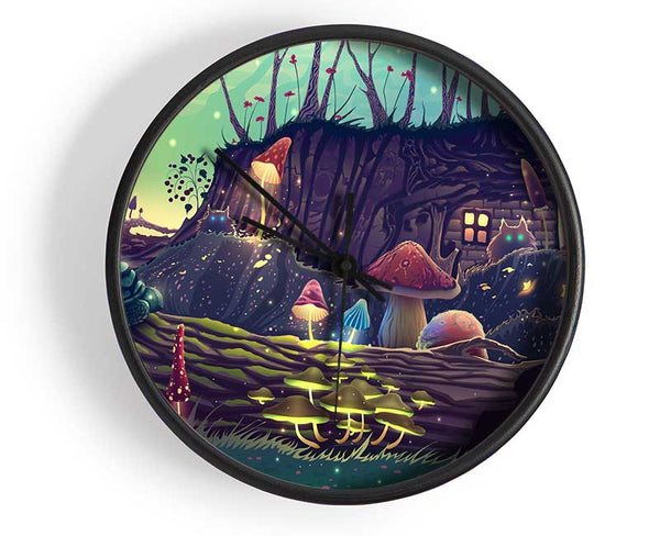 Toadstool Village Clock - Wallart-Direct UK