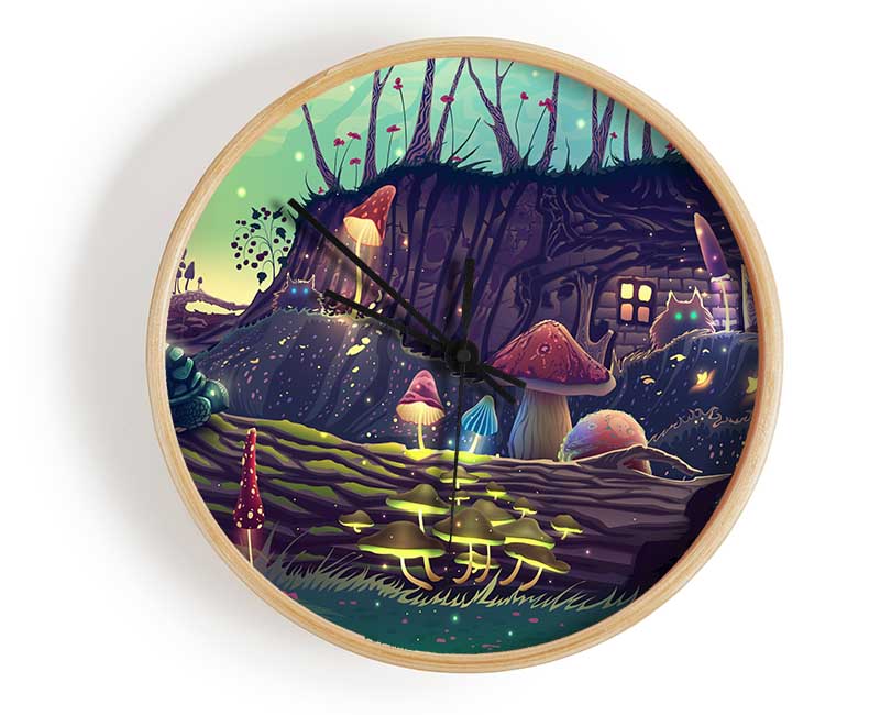 Toadstool Village Clock - Wallart-Direct UK