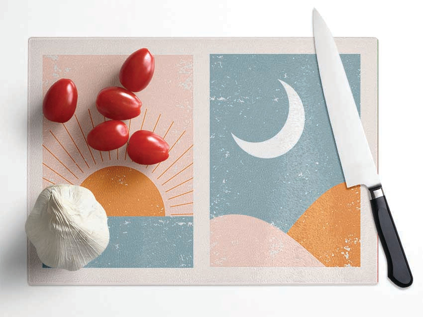 Sunrise Sunset Moon Glass Chopping Board