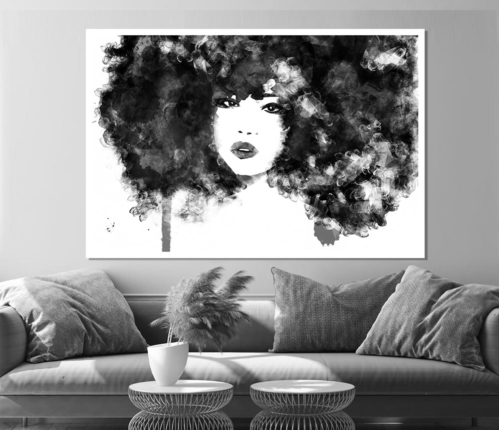 Black Big Hair Print Poster Wall Art