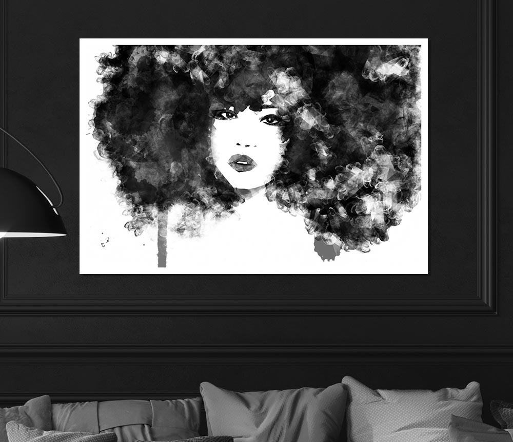 Black Big Hair Print Poster Wall Art