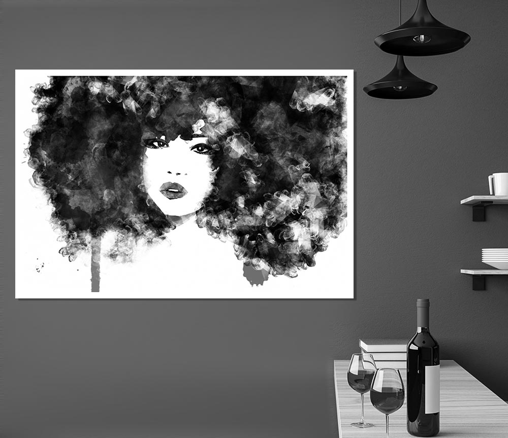 Black Big Hair Print Poster Wall Art