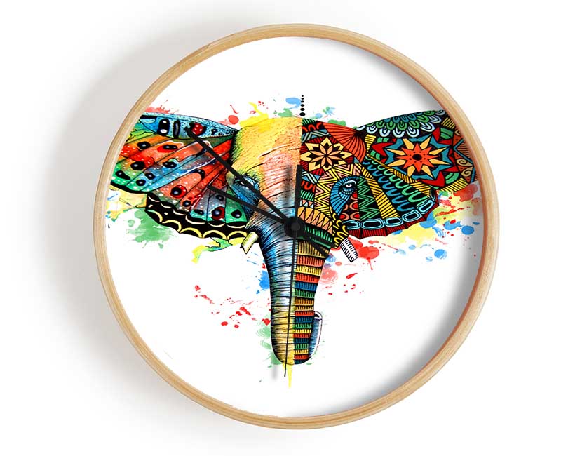 Elephant Ear Butterfly Clock - Wallart-Direct UK