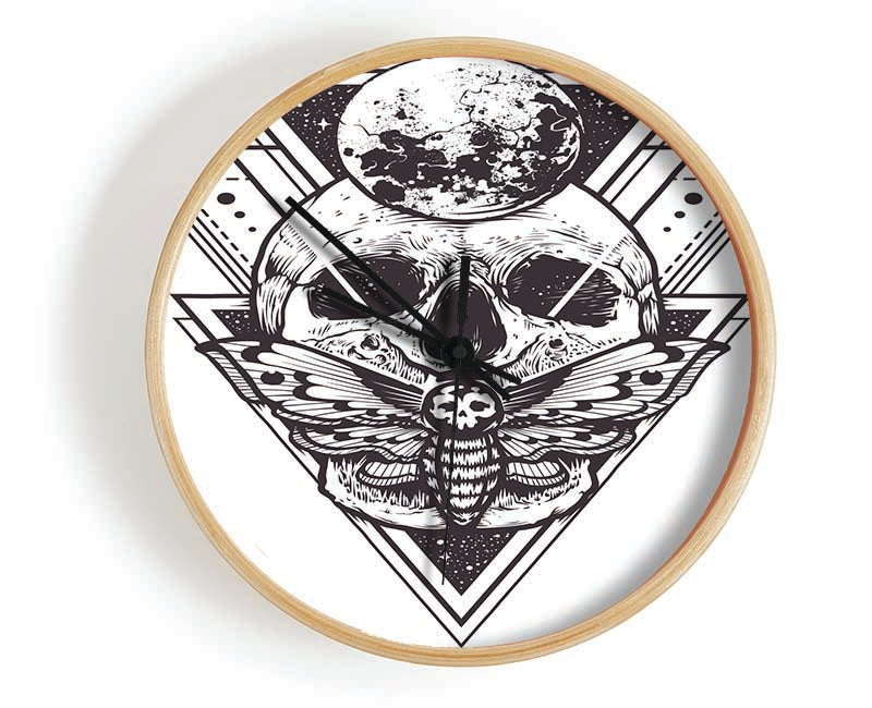 Death Moth Skull Triangles Clock - Wallart-Direct UK