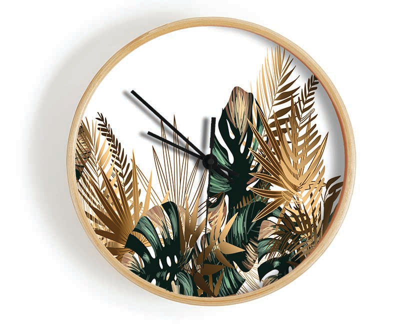 The Gold Leaf Cheese Plant Clock - Wallart-Direct UK