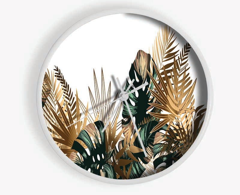 The Gold Leaf Cheese Plant Clock - Wallart-Direct UK