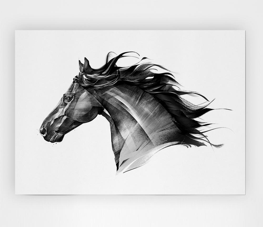 Black Horse Flow Print Poster Wall Art