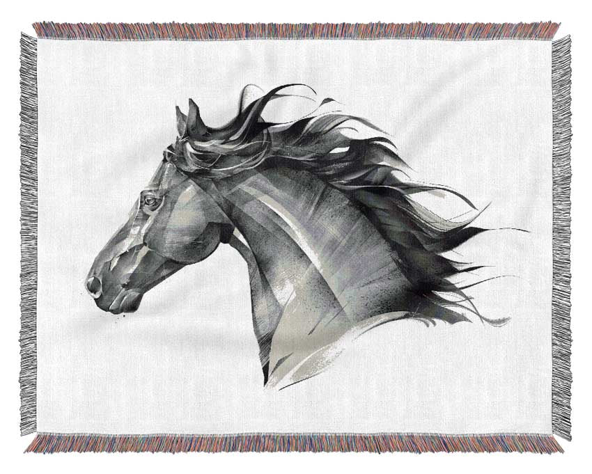 Black Horse Flow Woven Blanket