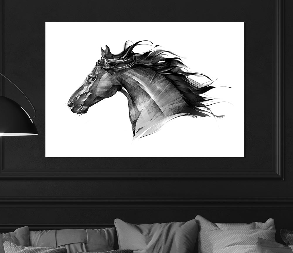 Black Horse Flow Print Poster Wall Art