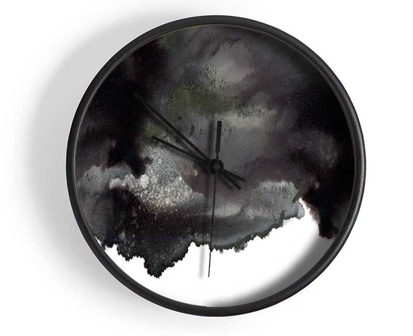 Black On White Abstract Cloud Clock - Wallart-Direct UK