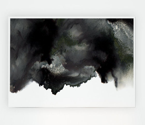 Black On White Abstract Cloud Print Poster Wall Art