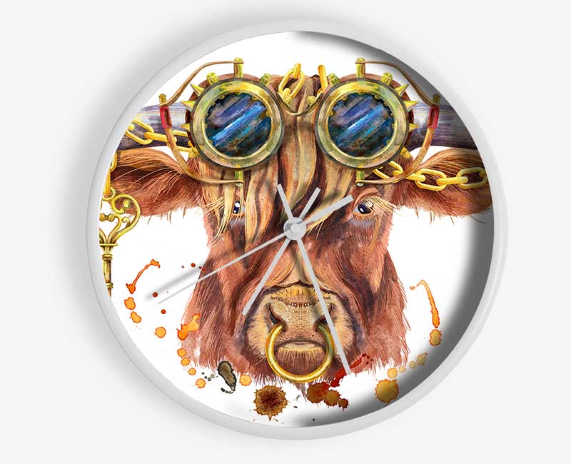 The Highland Cow Goggles Clock - Wallart-Direct UK