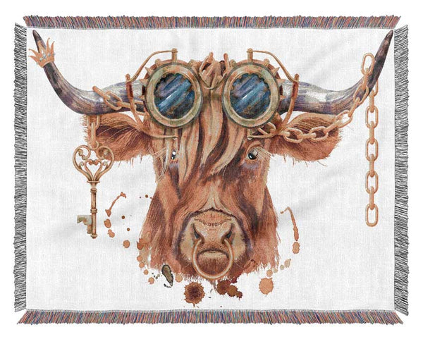 The Highland Cow Goggles Woven Blanket