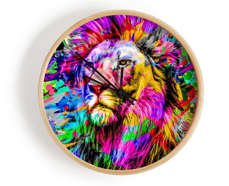 Rainbow Vivid Lion Clock - Wallart-Direct UK