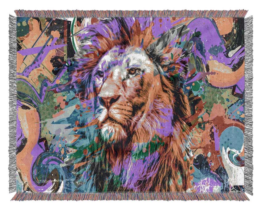 Rainbow Vivid Lion Woven Blanket