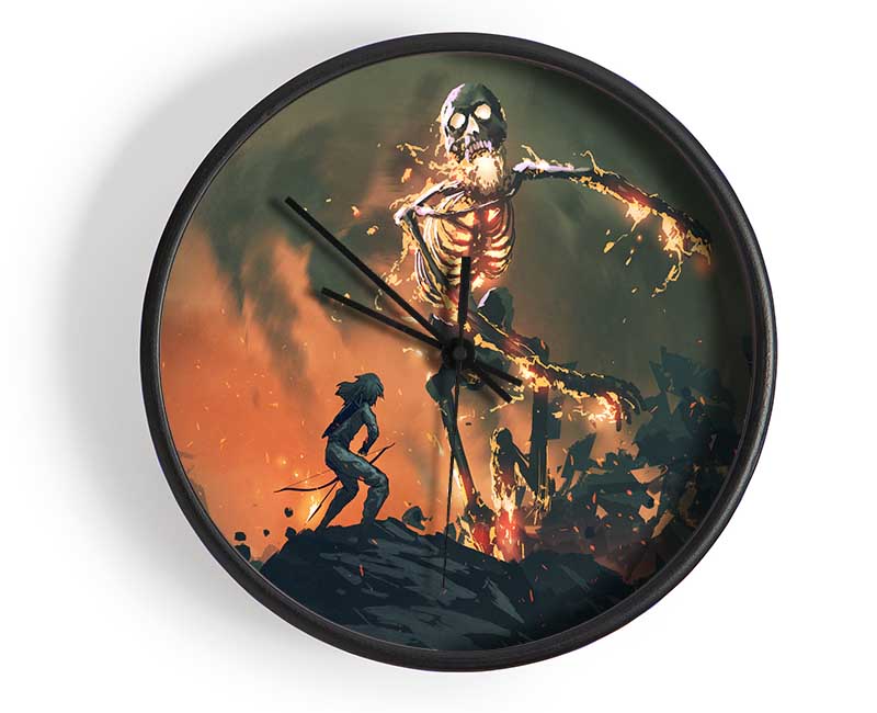 Battling The Fire Skull Man Clock - Wallart-Direct UK