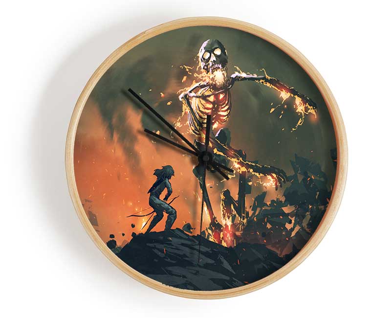 Battling The Fire Skull Man Clock - Wallart-Direct UK