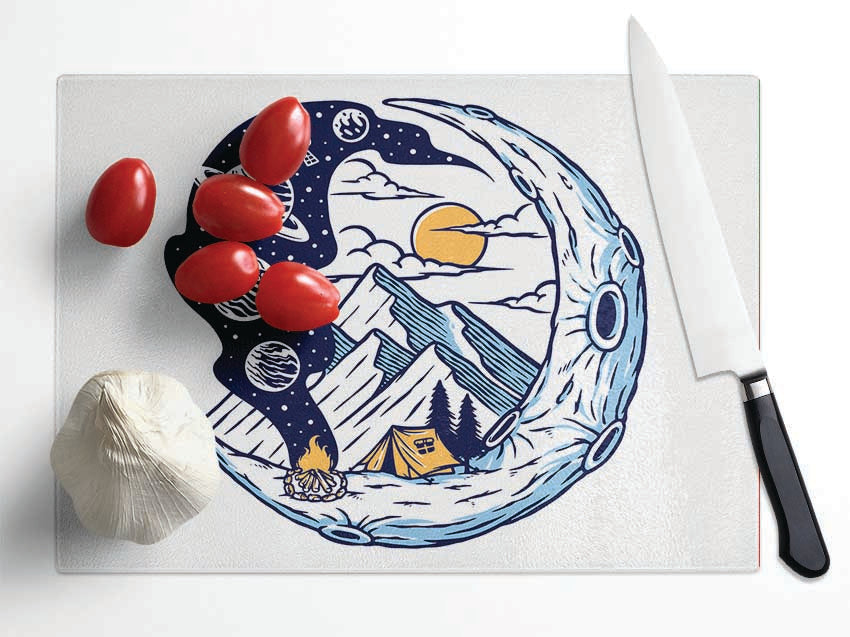 The Moon Campfire Glass Chopping Board