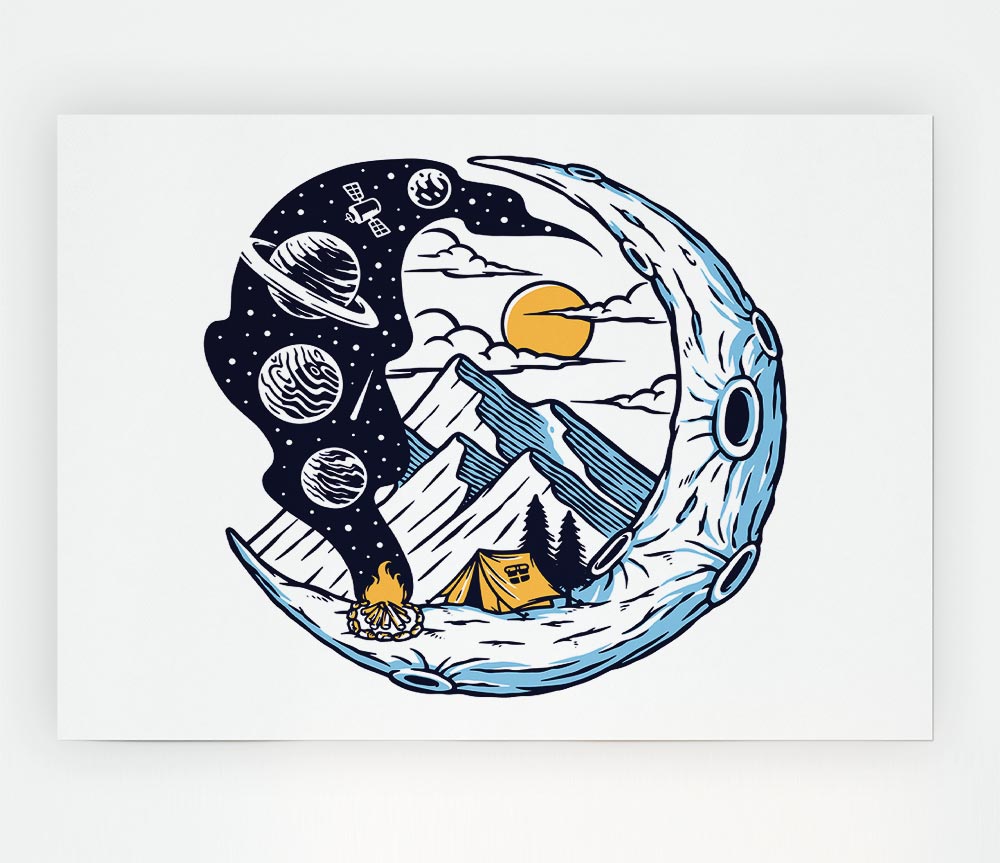 The Moon Campfire Print Poster Wall Art