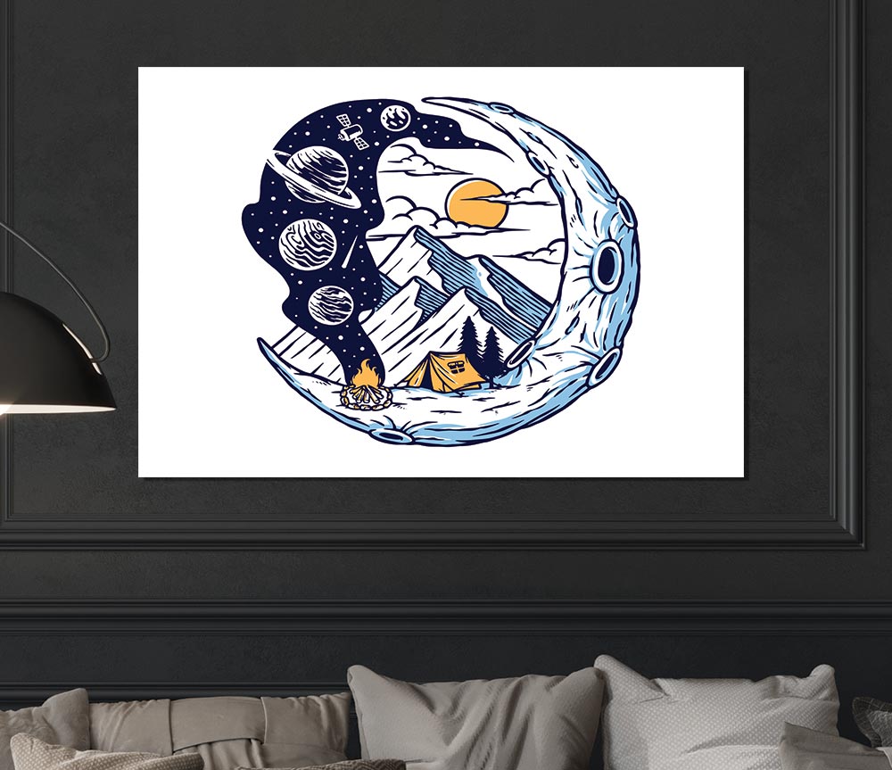 The Moon Campfire Print Poster Wall Art