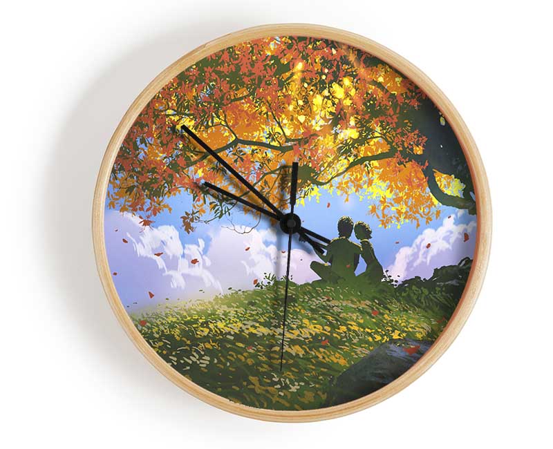 Red Autumn Tree Song Clock - Wallart-Direct UK