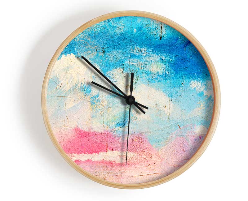 Pink Blue And White Dab Clock - Wallart-Direct UK