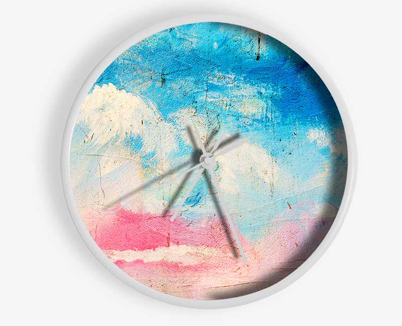 Pink Blue And White Dab Clock - Wallart-Direct UK