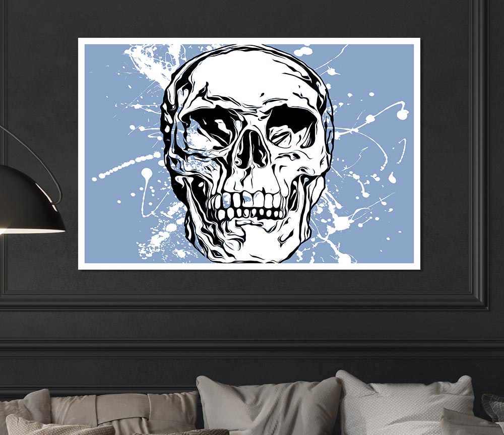 The White Splatter Skull Print Poster Wall Art